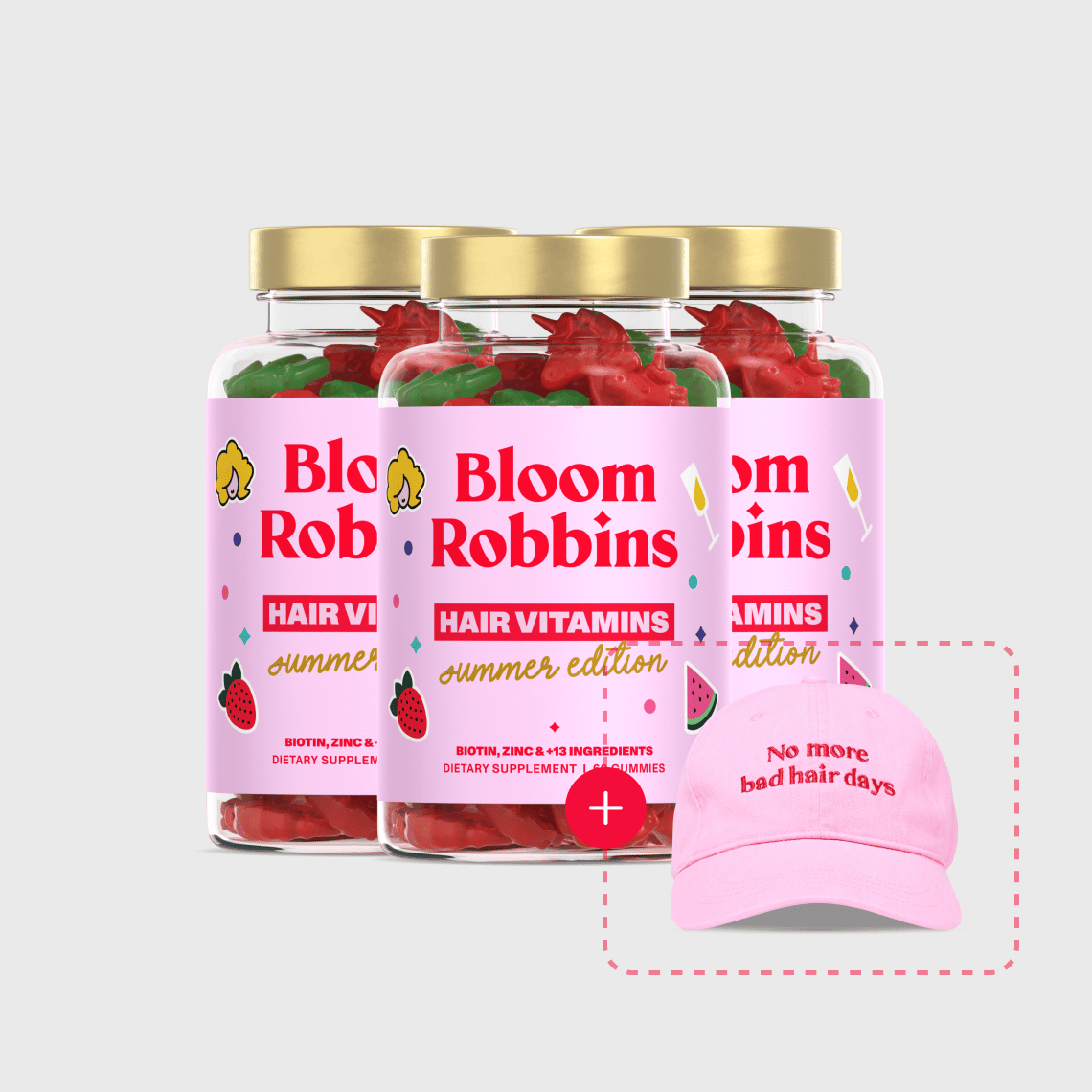 Melónovo - jahodová limitka - vitamíny na vlasy s biotínom - gumíky